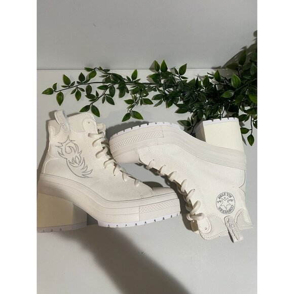 CONVERSE Chuck 70 De Luxe Heel Western Hi Platform A10335C Size Women’s 10.5 Whi - Picture 14 of 16